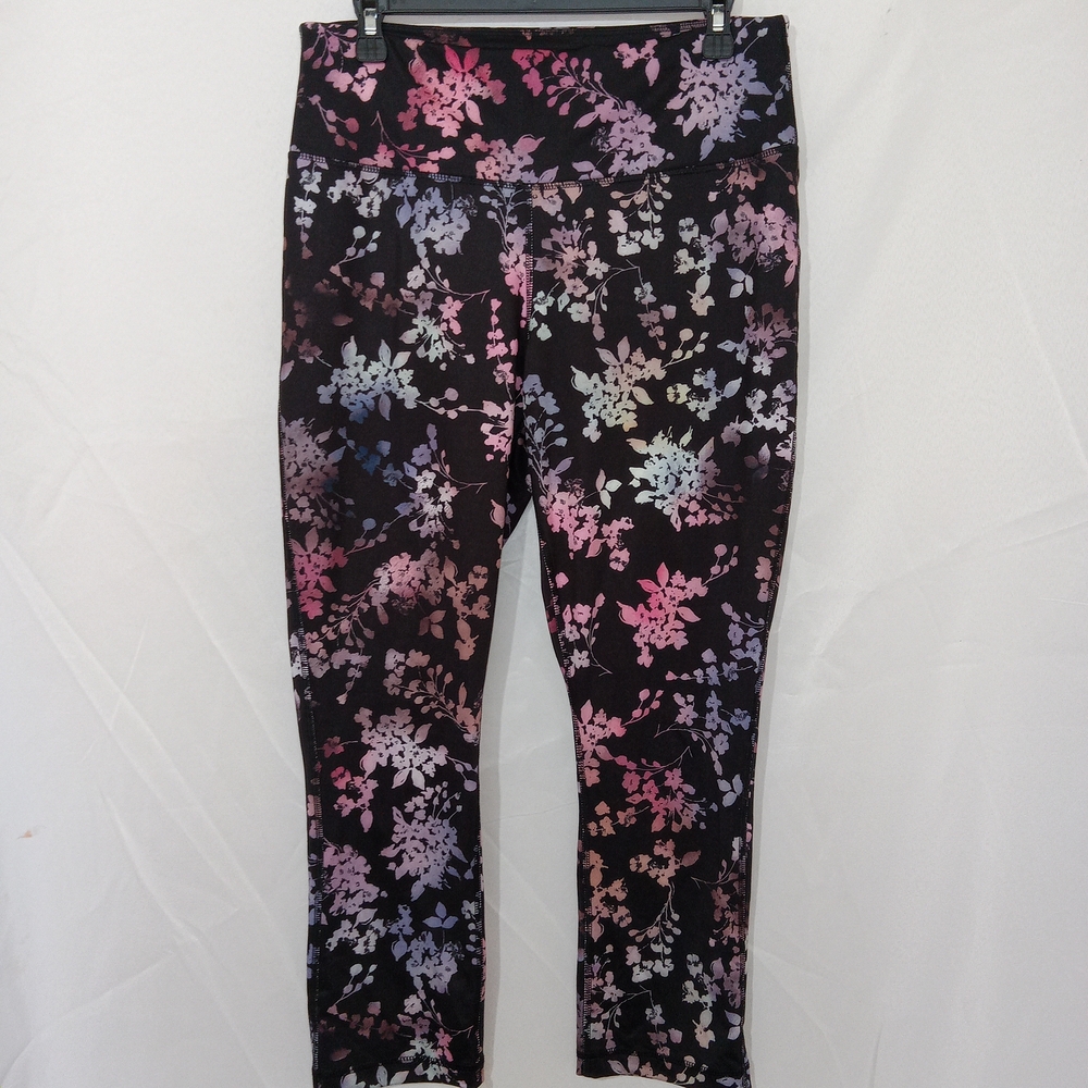 ZELOS Yoga Floral Print Ankle Leggings Size L Beautiful